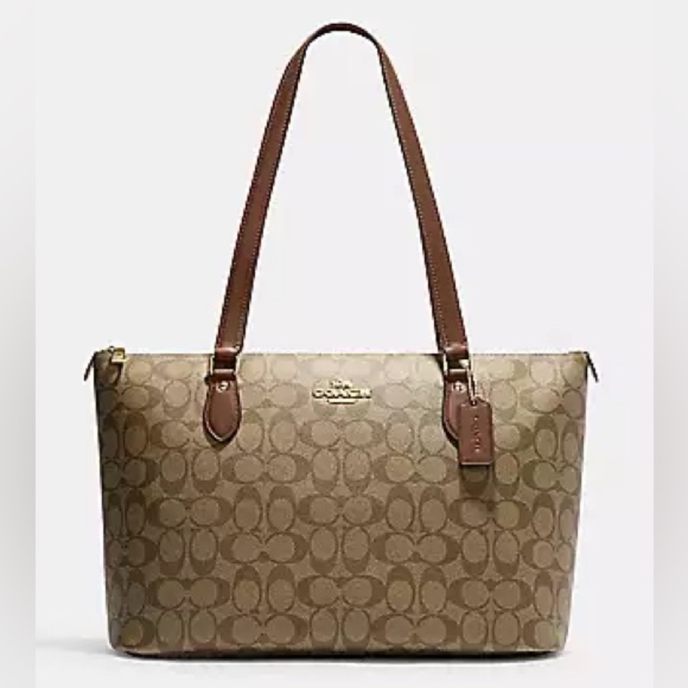 Coach Signature Canvas Tote Bag in Khaki/Brown